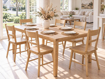 Oak Dining Chairs Set of 6, Farmhouse Wood Dining Chairs Ladder Back Kitchen Chairs, Windsor Dining Chairs, Oak