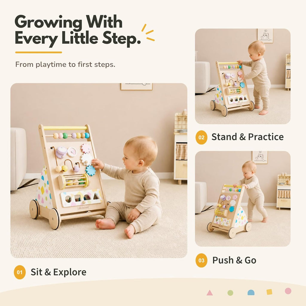 Wooden Baby Walker, Montessori Push Walker Toy for Toddlers 1 Year Old