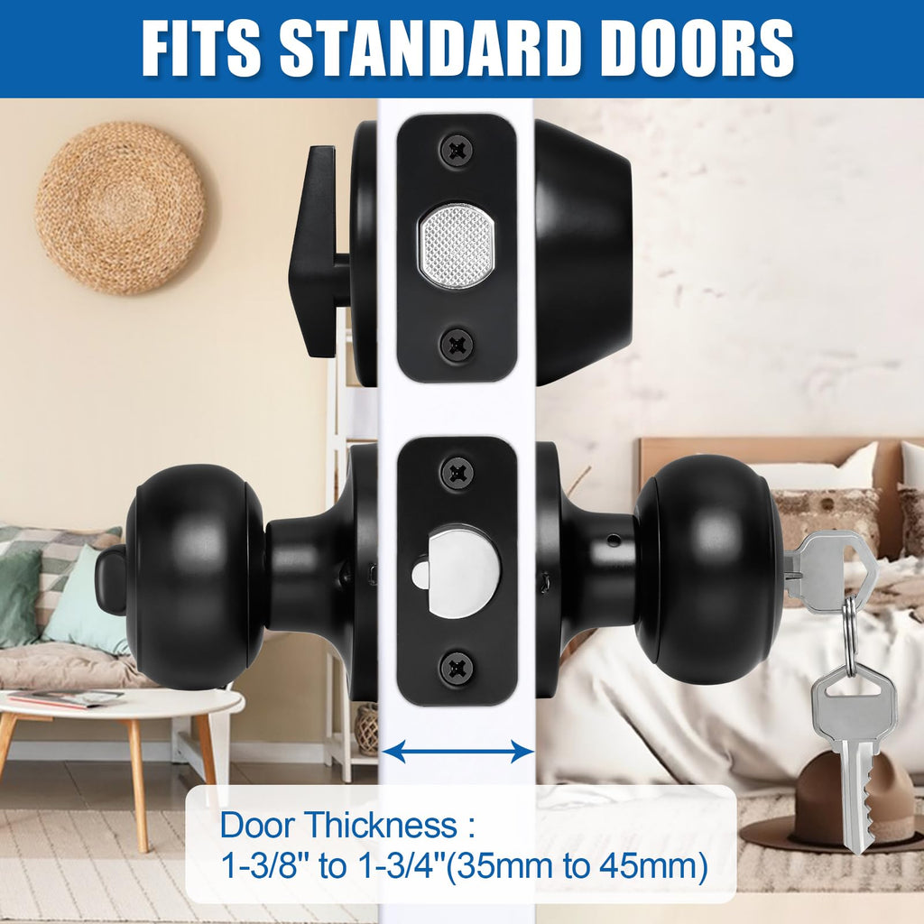 3 Sets Entry Door Knob and Single Cylinder Deadbolt Combo Set, Keyed Alike