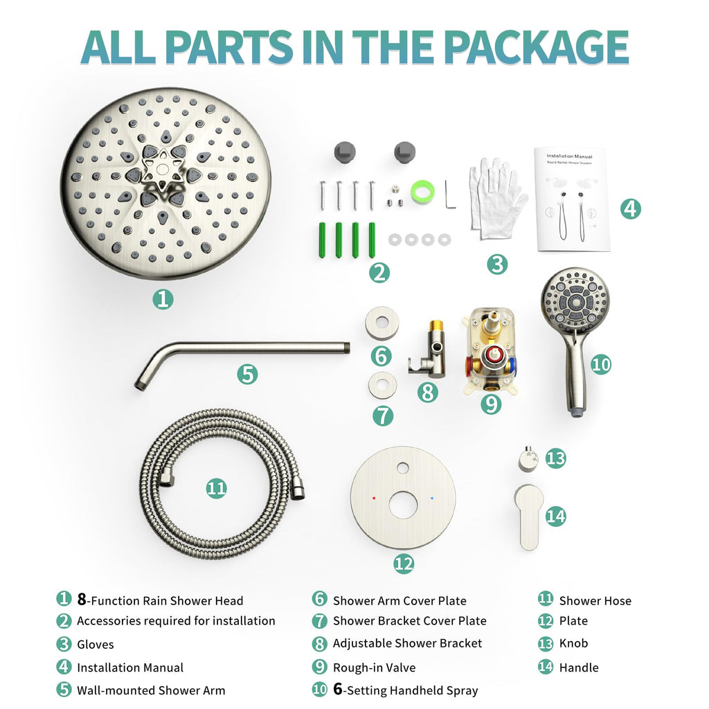 10" Rain Shower Head Shower Faucet Set with Handheld Spray