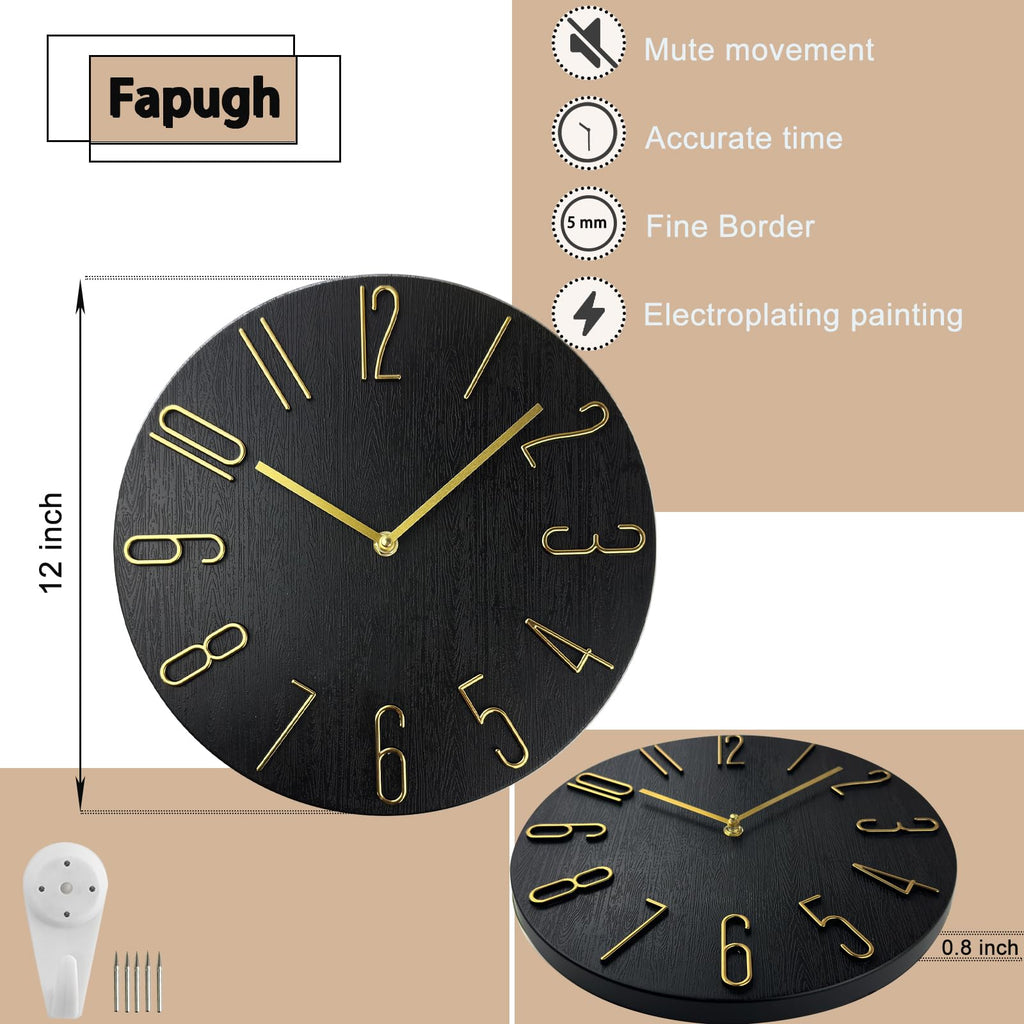 Wall Clock, Silent Clock, Wall Clocks Battery Operated, 12 inch Modern Wall Clock, Suitable s, Living Rooms