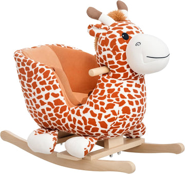 Kids Plush Ride-On Rocking Horse Toy with Song for 18-36 Months Brown