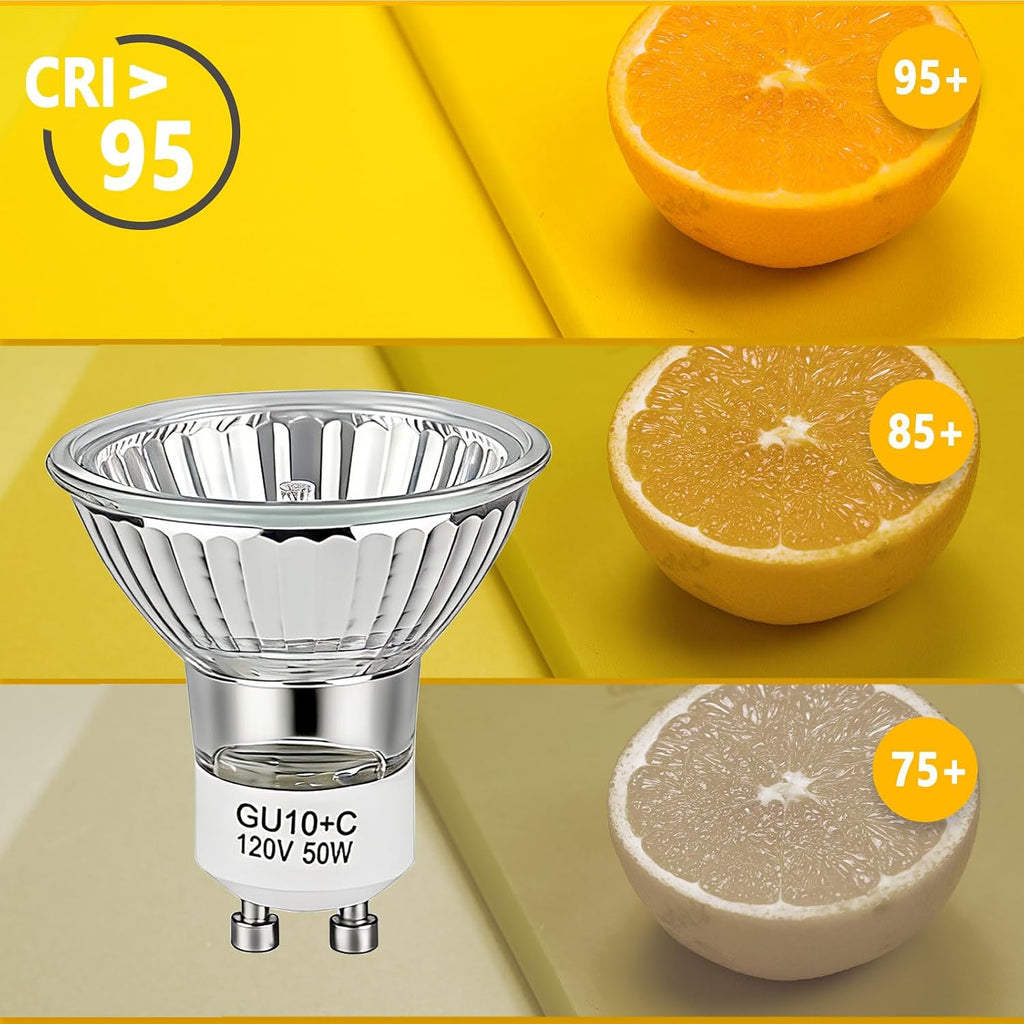 GU10 120V 50W Halogen Bulb Dimmable 2700K Warm White GU10+C 110-130V Bulb MR16 with Glass Cover for Candle Warmer
