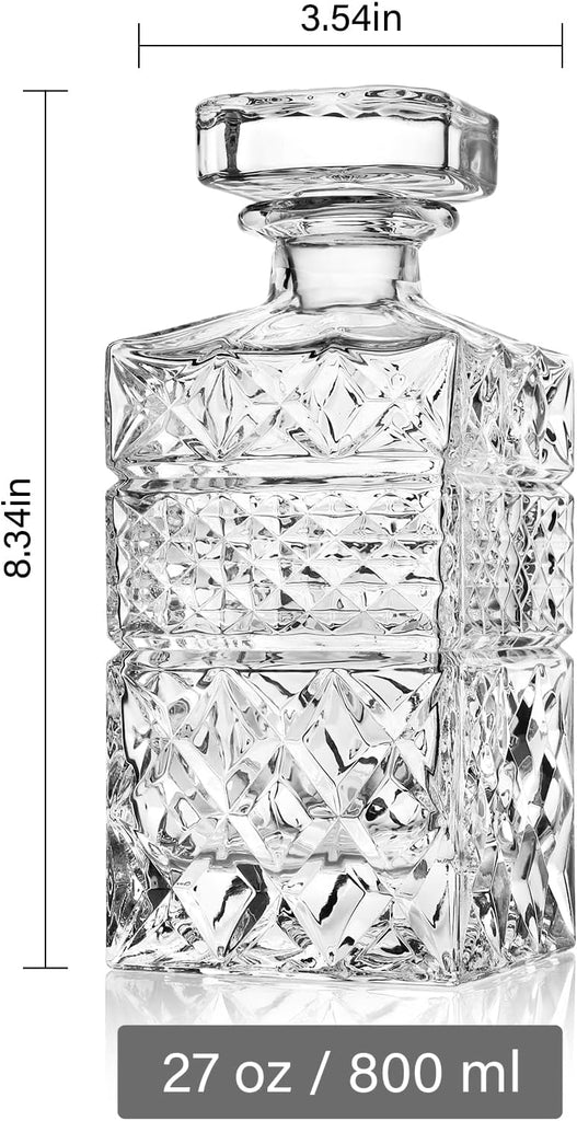 Whiskey Decanter,27 oz Liquor Decanter with Glass Stopper in Gift Box,Premium Bourbon Decanter,Crystal Scotch