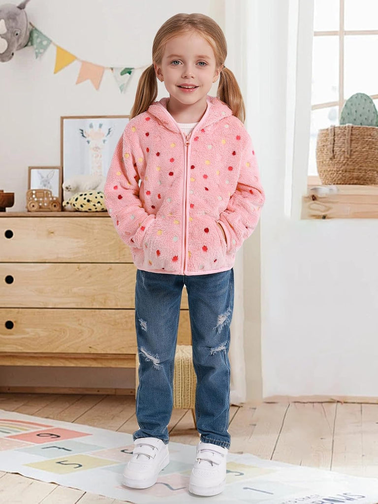 Toddler Baby Girl Fleece Jackets Fall Clothes Hooded Zip Fuzzy Coats
