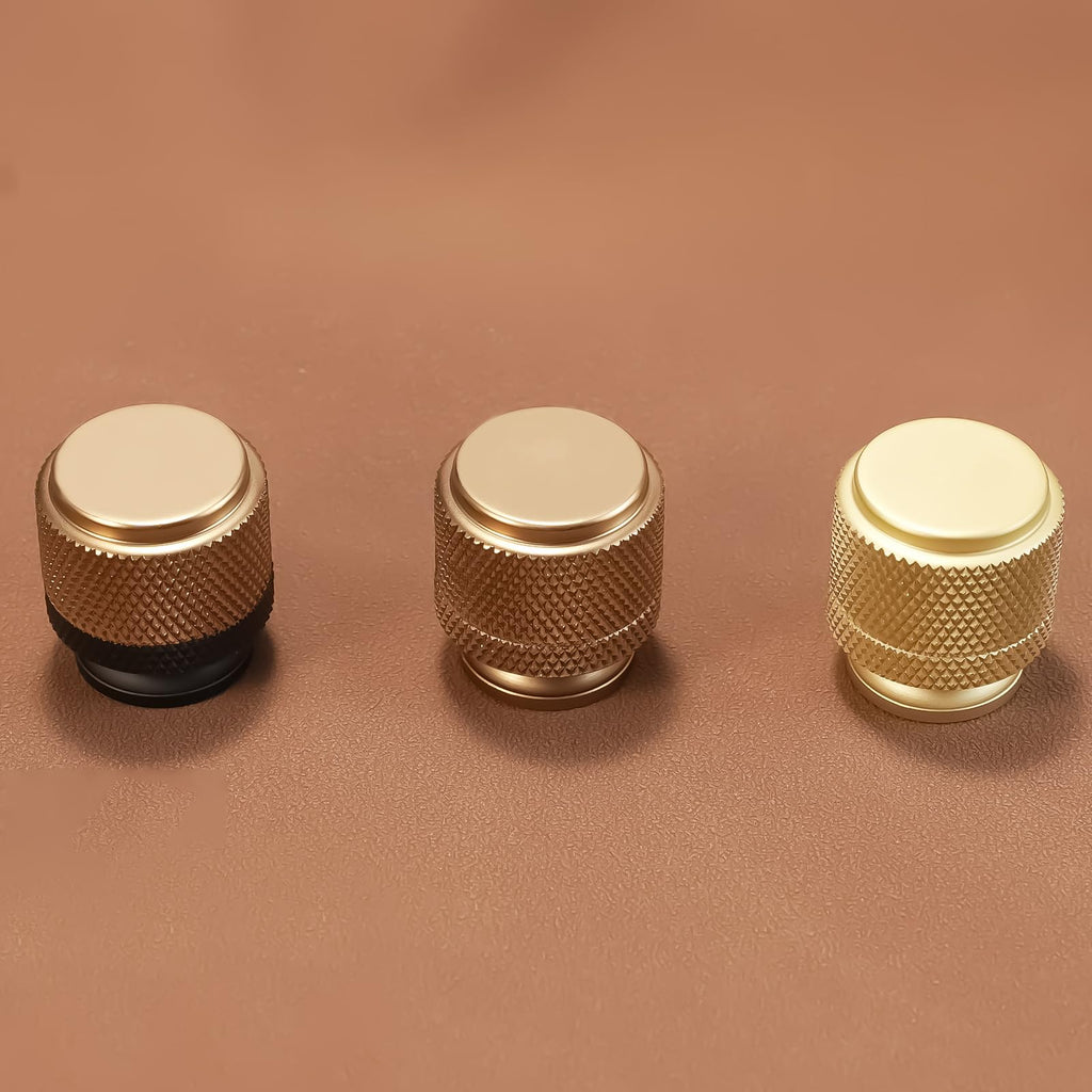 10 Pack Kitchen Cabinet Knobs Matte Black and Champagne Bronze Cabinet Knobs Black Knurled Drawer Knobs Kitchen