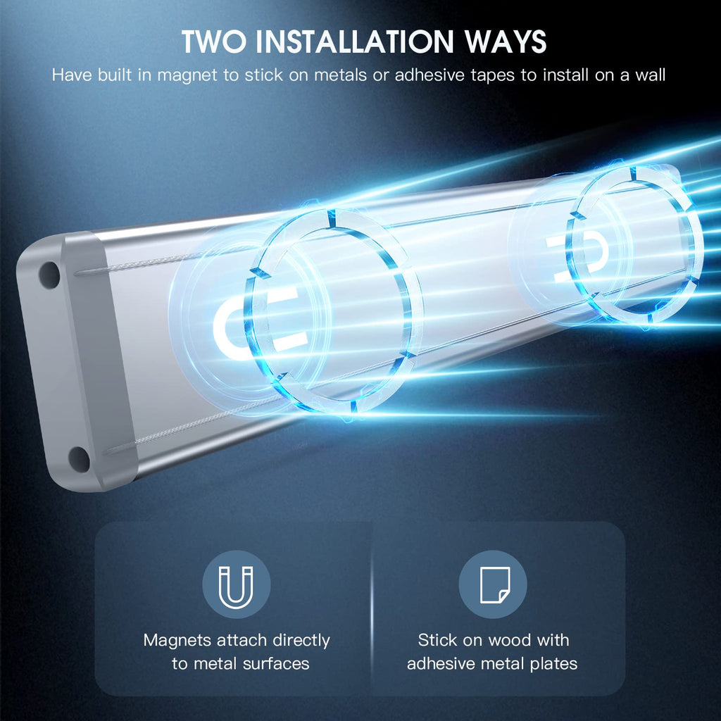 10inch Under Cabinet Lighting, 2 Pack Rechargeable Motion Sensor Light Indoor, 5 Levels Dimmable Magnetic Closet