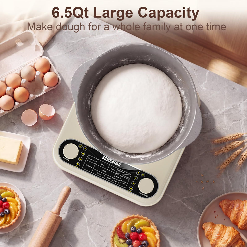 Electric Dough Maker with Ferment Function, 6.5QT Stand Dough Mixer, Dough Kneading Machine with 304 Stainless Steel