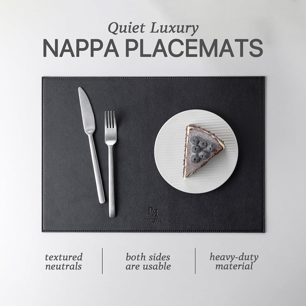 Faux Leather Placemats Vinyl Washable Wipeable Table Mats Dining Table Heat Resistant Waterproof Modern - Set of 4