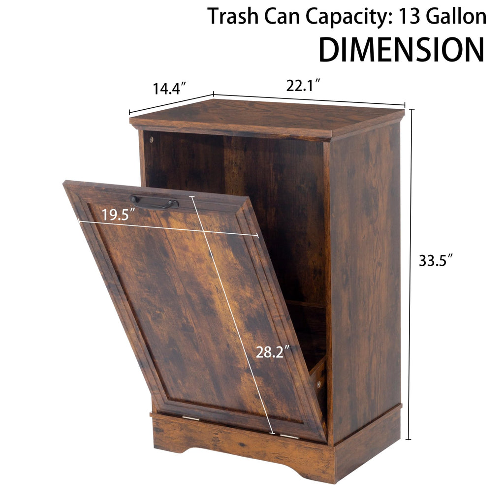 13 Gallons Tilt Out Trash Cabinet, Rustic Brown