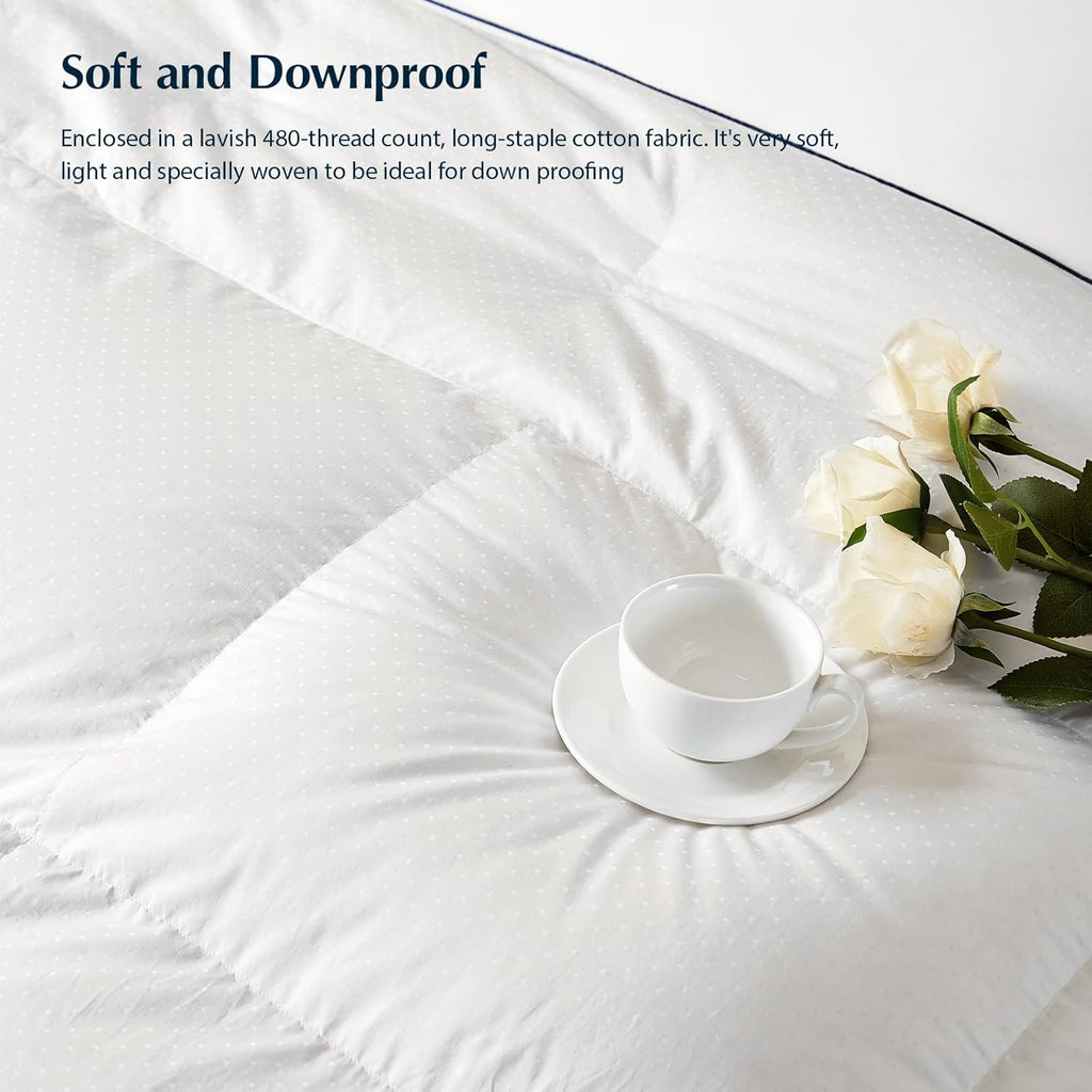 Queen Comforter, White Goose Down Bed Comforter Queen,All Season Ultra Soft 100% Cotton Luxury Hotel
