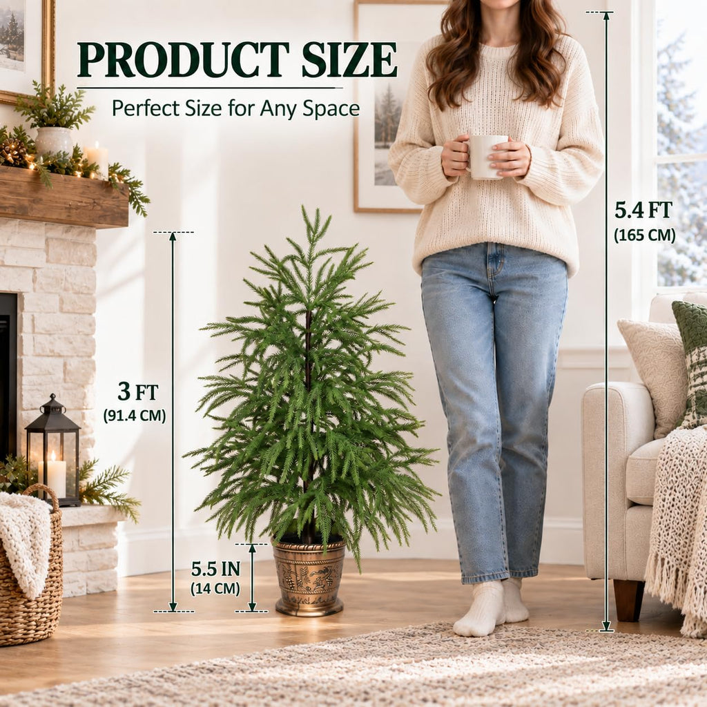 3ft Norfolk Pine Christmas Tree Artificial Small Potted, Set of 2