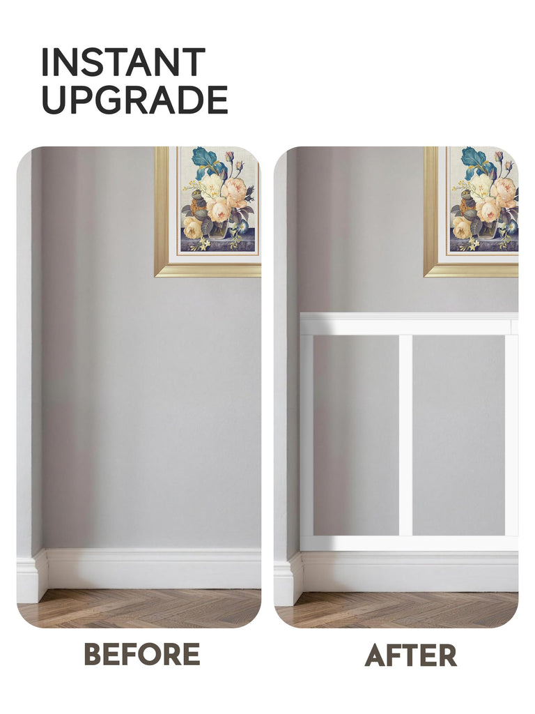 Board and Batten Wainscoting Panels, Paintable, 94" x 54", White