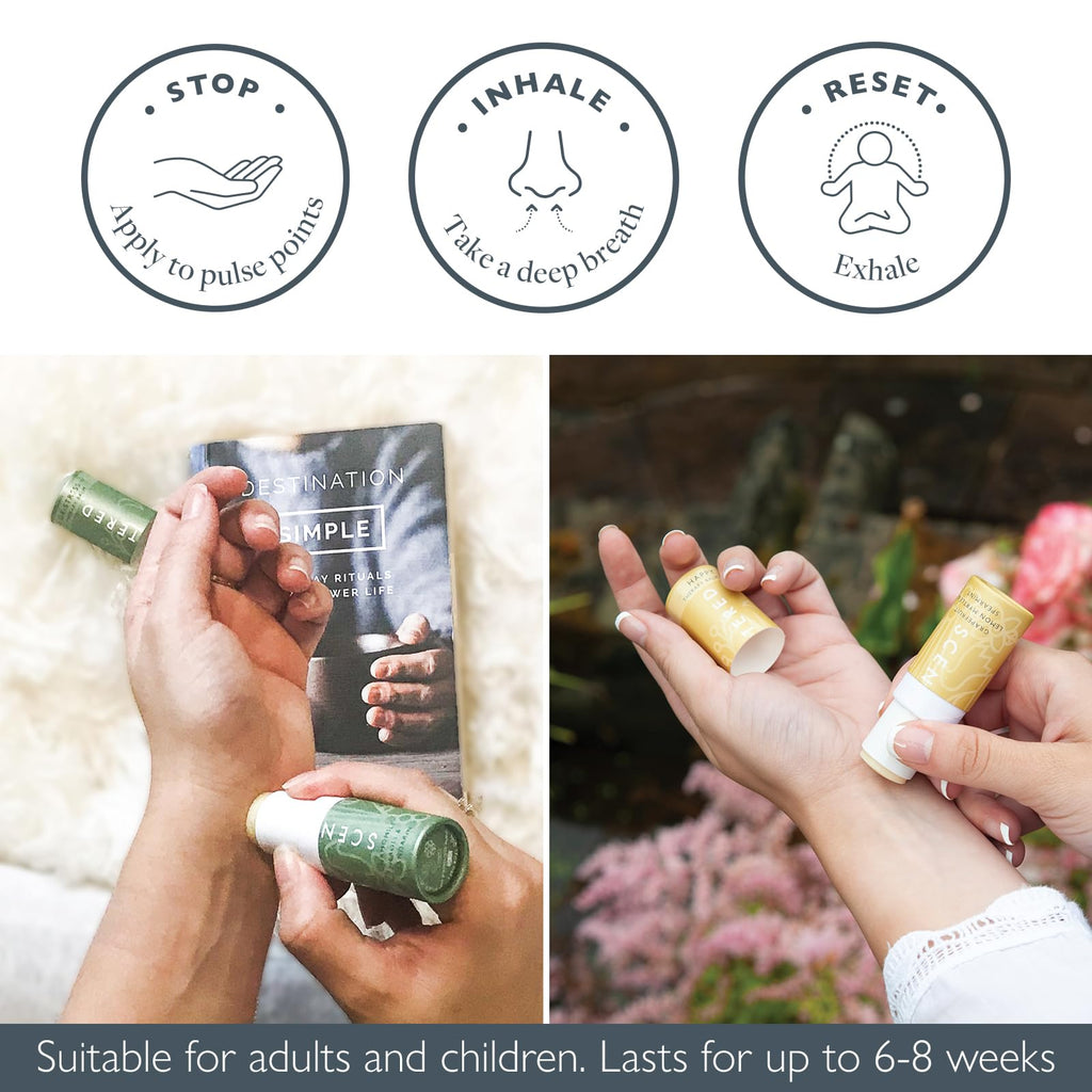 Aromatherapy Balm Sticks for Stress Relief & Positivity - Roll On Essential Oil Blends of Grapefruit, Lemon