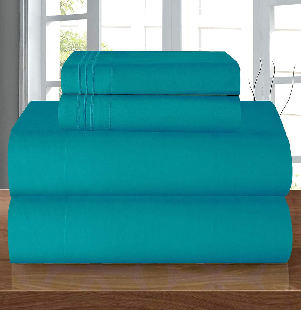 Luxury 1500 Premium Hotel Quality Microfiber 4-Piece Sheet Set - Wrinkle Resistant, All Around Elastic Fitted Sheet