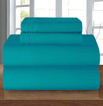 Luxury 1500 Premium Hotel Quality Microfiber 4-Piece Sheet Set - Wrinkle Resistant, All Around Elastic Fitted Sheet