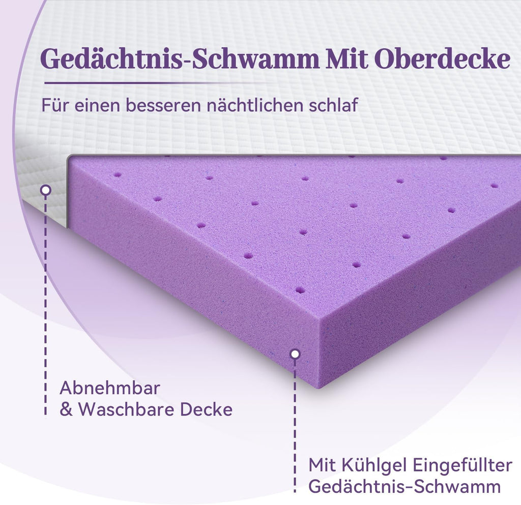 3 Inch Gel Memory Foam Mattress Topper Queen Size, Ventilated High Density Pad for Back Pain, Bed Topper with