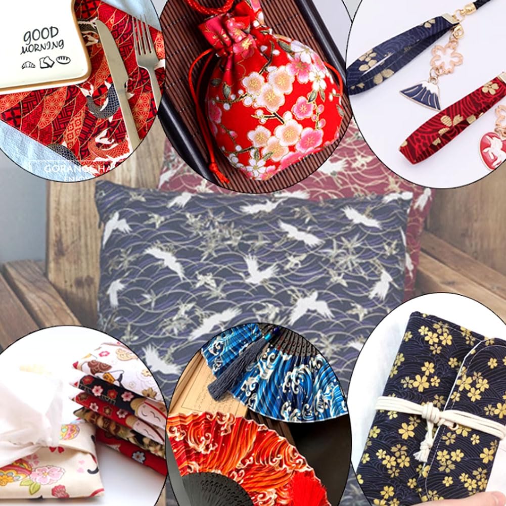 1.1 Yards x 59 Inch Red Japanese Gold Cloud Printed Fabric, Japanese Style Print Cotton Fabrics Bronzing Design for