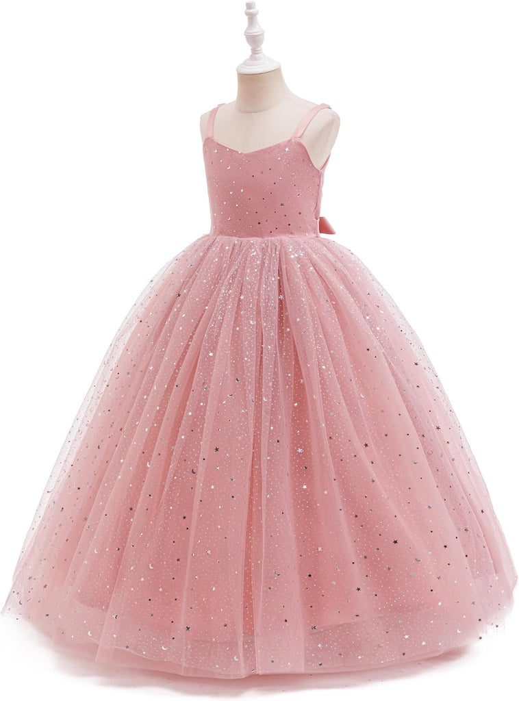 Princess Sparkle Tulle Dress Flower Girl Little/Big Girls Wedding Bridesmaid Dresses Pageant Party Ball Gown