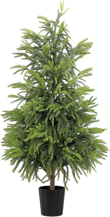 4FT Artificial Norfolk Pine Christmas Tree, Real Touch Faux Potted Tree with Pot for Indoor Outdoor Home Decor