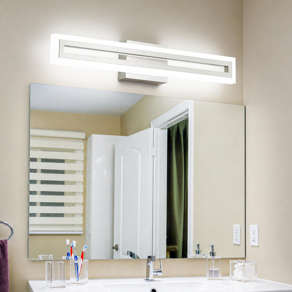 24 Inch LED Bathroom Light Fixtures Brushed Nickel Vanity Lights Bathroom Lighting Fixtures Over Mirror 6000K