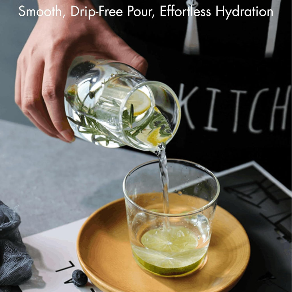 2 Sets 17 Oz Bedside Water Carafe and Glass Set, Nightstand Water Pitcher with Cup Lid, Juice & Mouthwash Bottle or