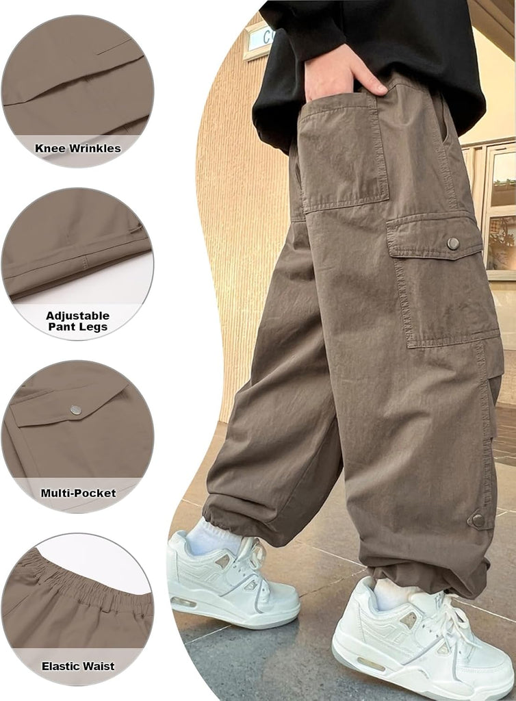 Boys Baggy Wide Leg Cargo Pants