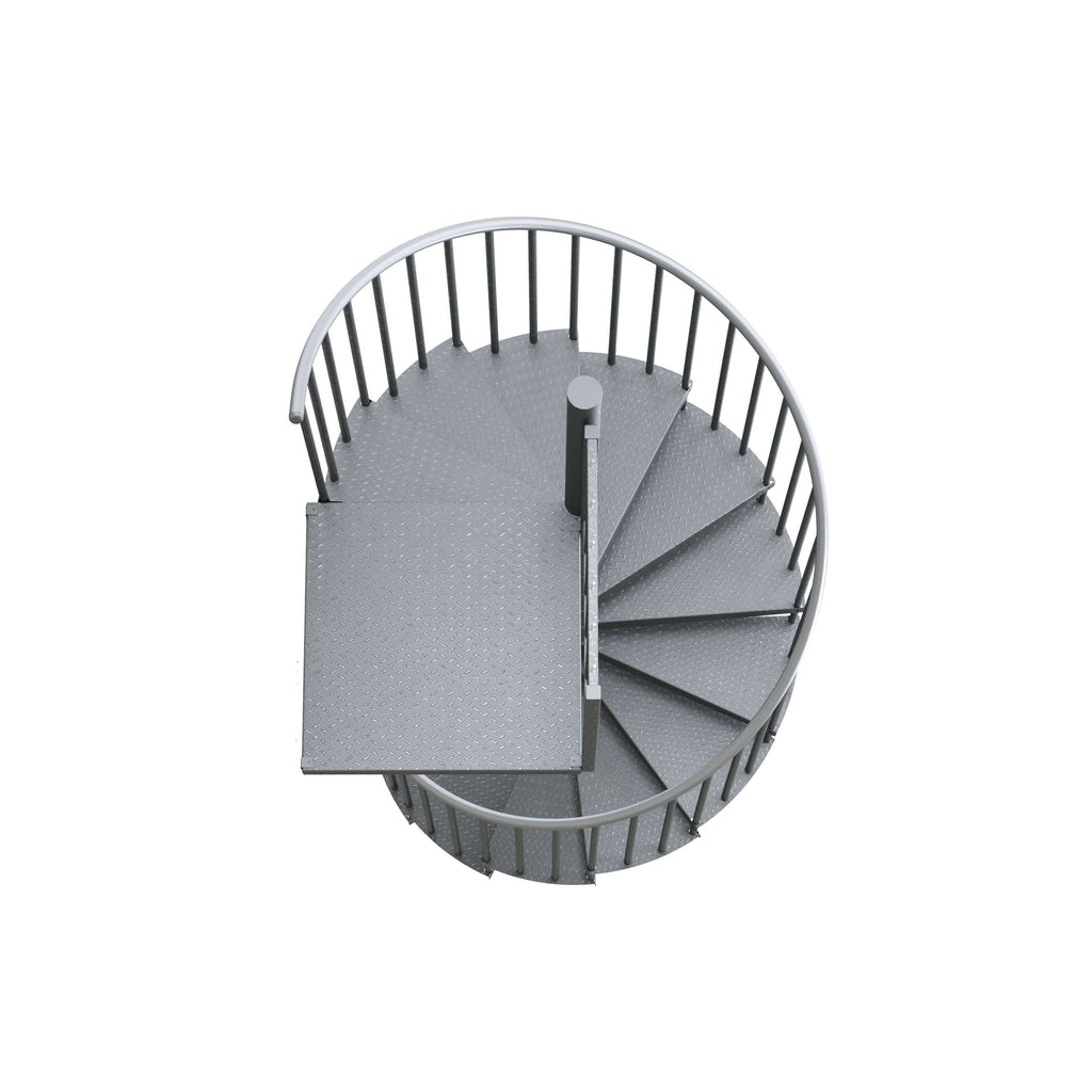 Reroute Industrial Galvanized Exterior 60in Diameter, Fits Height 119in - 133in, 2 36in Tall Platform Rails Spiral