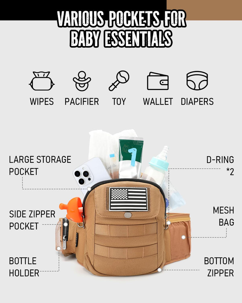 Baby Hip Carrier for Infant & Toddler (Up to 45 lbs), Coyote Brown