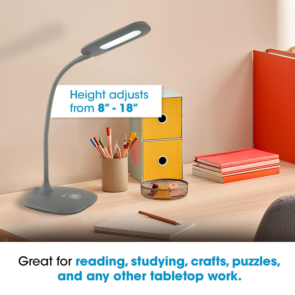 Soft Touch LED Desk Lamp, 3 Brightness Settings, Grey