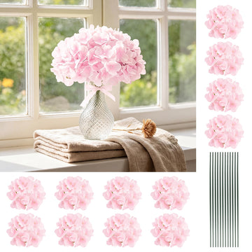 25pcs Hydrangea Artificial Flowers Bulk Heads with Stems Fade-Resistant Reusable for DIY Flower Walls Wreaths Wedding