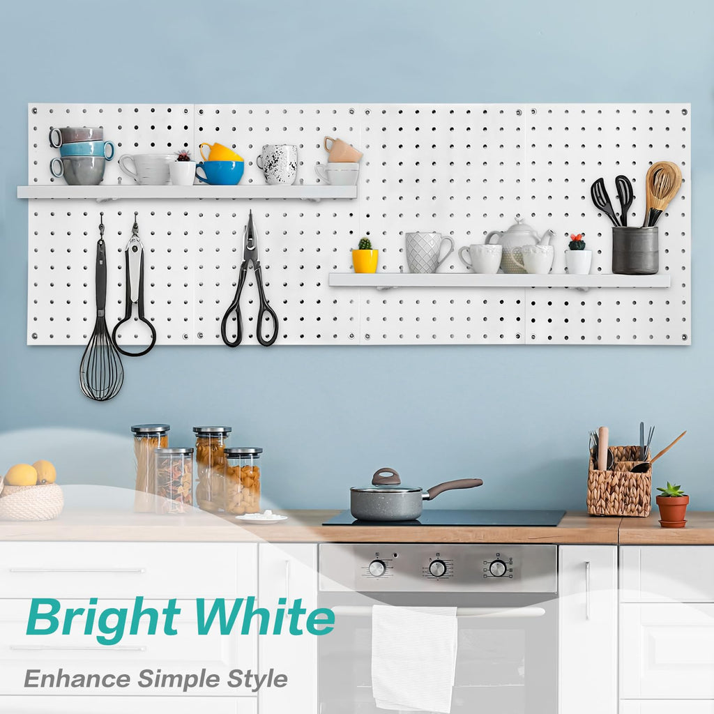 Pegboard Shelves, 2Pack White 16" x 6" Large Peg Board Racks and Brackets