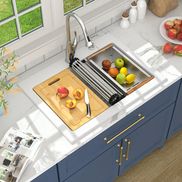 30 Granite Composite Kitchen Sink Drop In Workstation 30X22 Inch Quartz White Kitchen Sink Single Bowl Kitchen Sinks