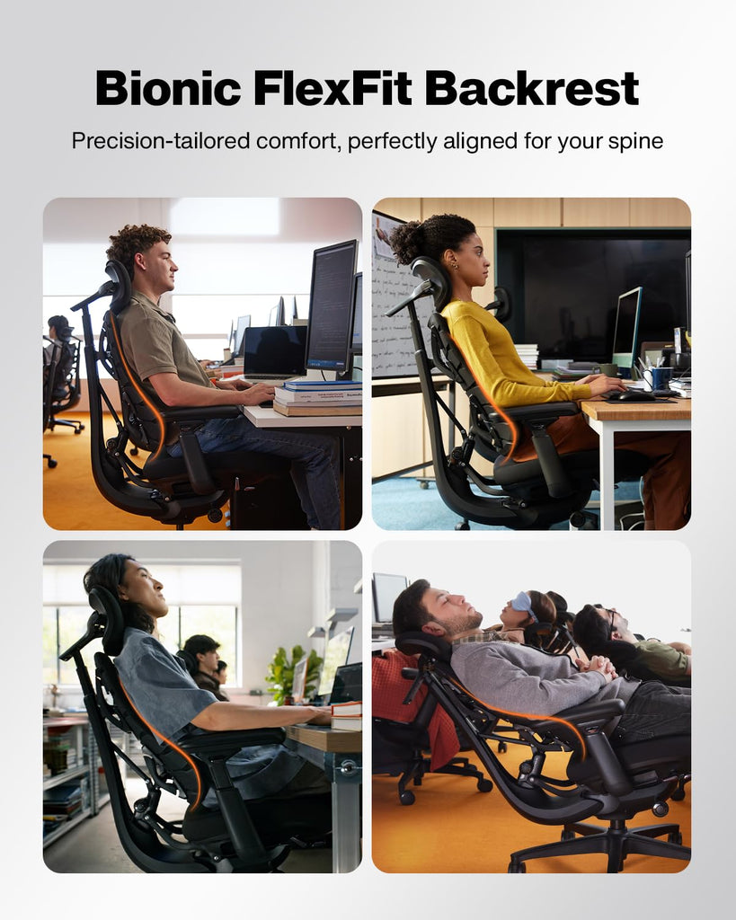 Inspired Embody Style Dynamic Ergonomic Office Chair with Headrest & Footrest — Obsidian Black, 48cm Seat