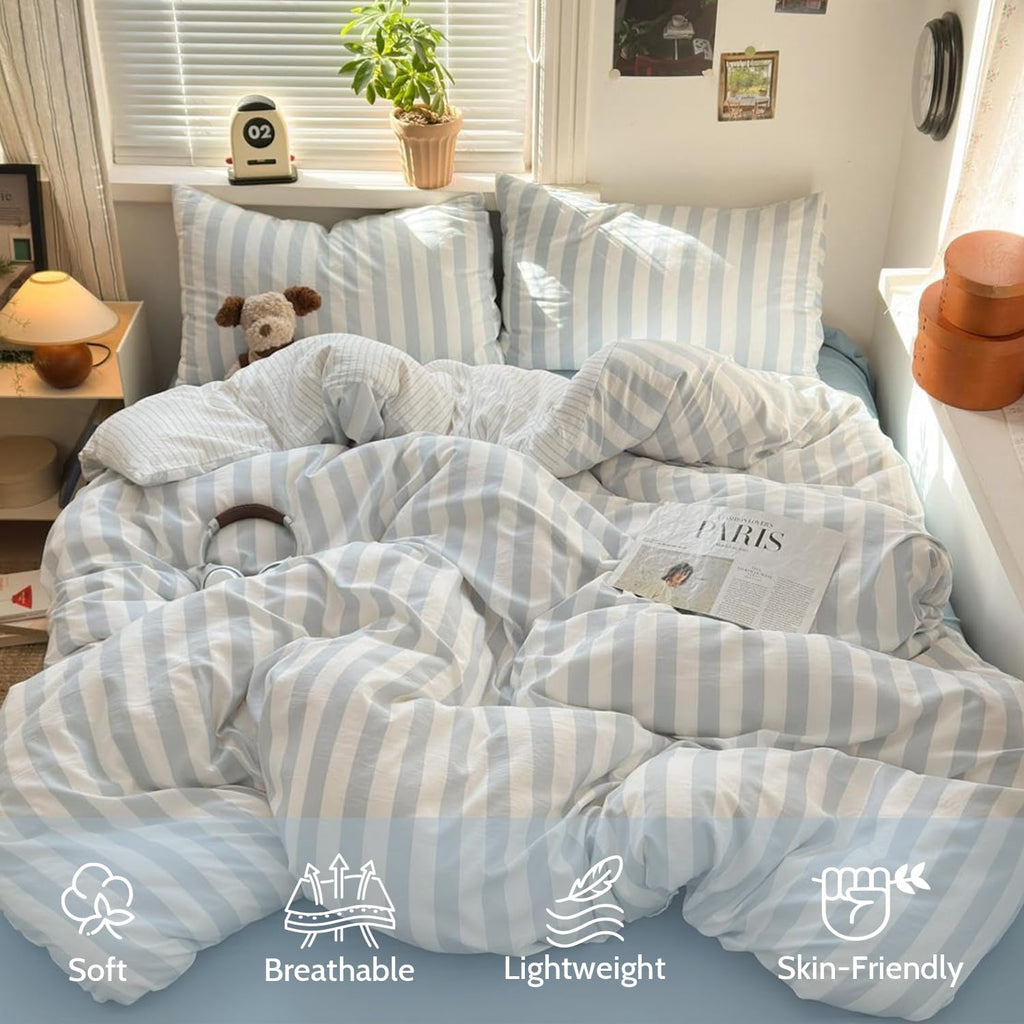 Striped Duvet Cover Set Blue White Striped Bedding Set
