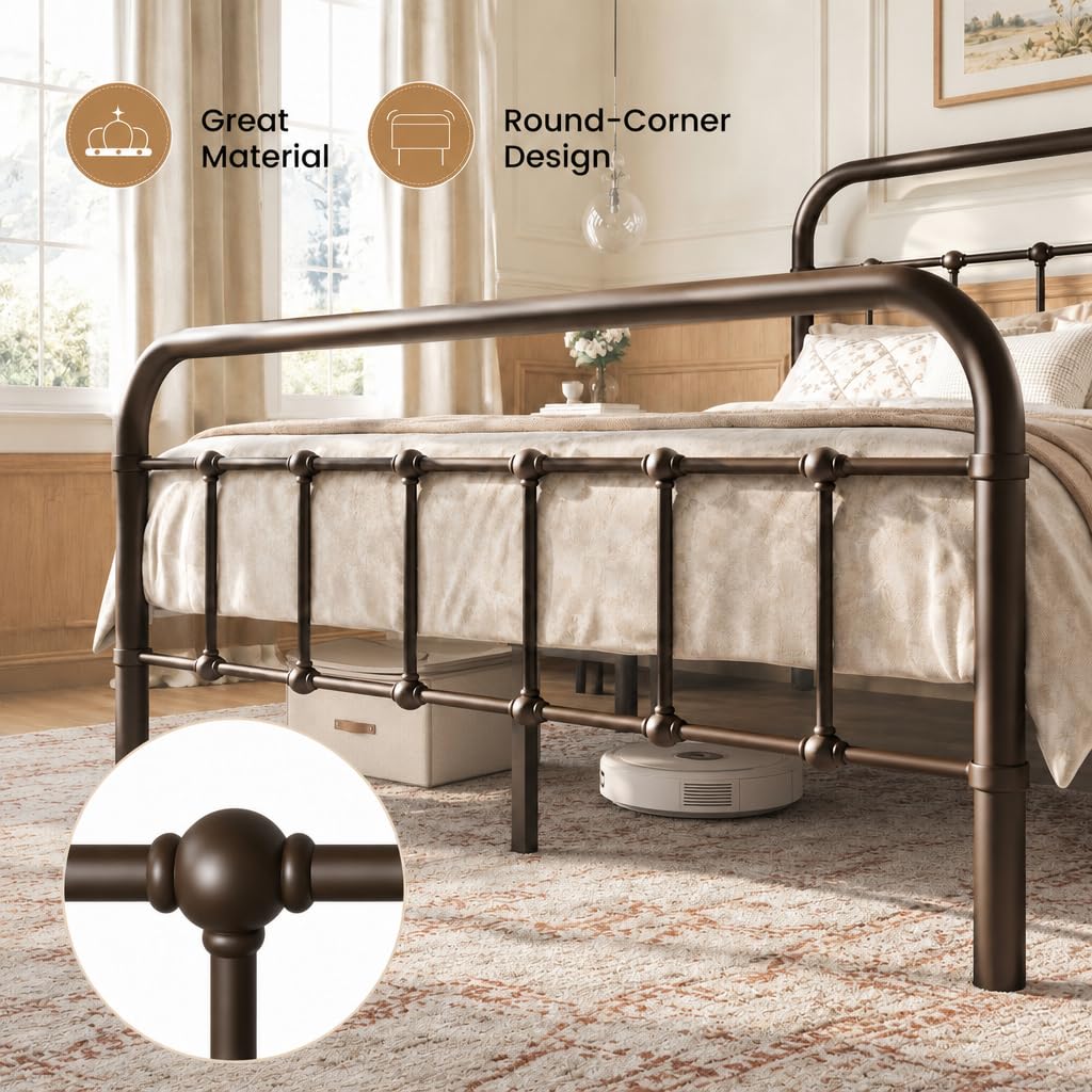Full Size Metal Platform Bed Frame, Antique Bronze