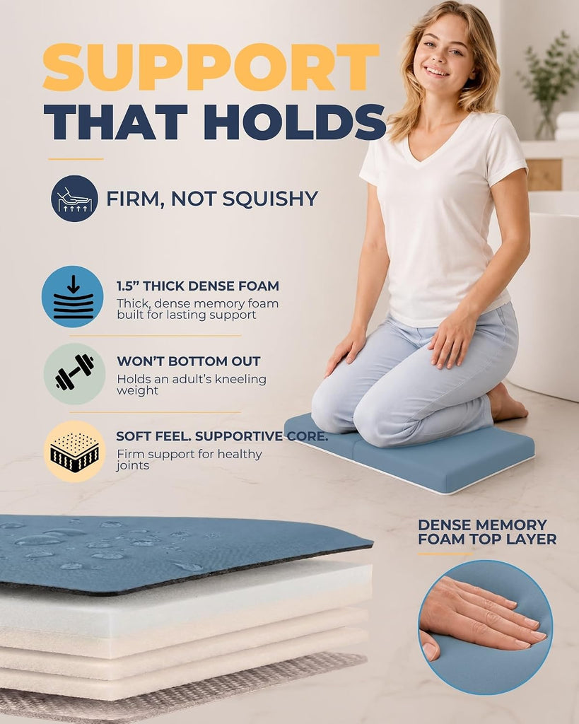 Comfortable Baby Bath Kneeler and Elbow Rest Pad Set - 1.5 Inch, Blue