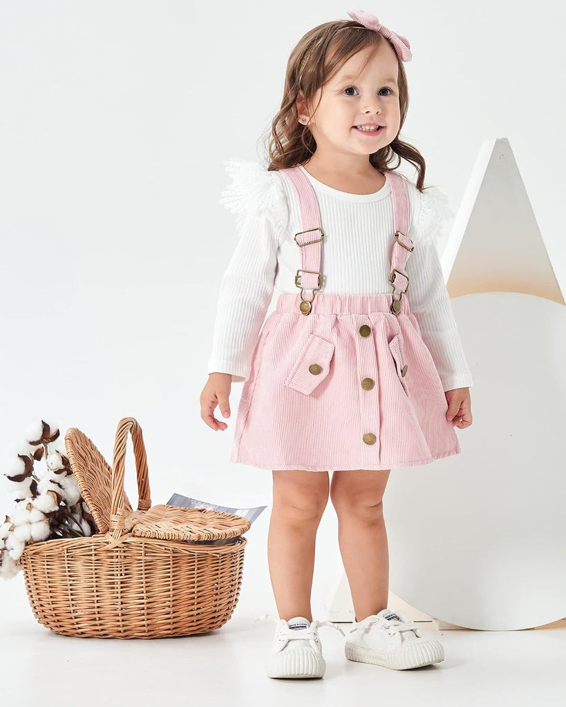 Newborn Baby Girl Clothes Toddler Long Sleeve Ruffle Romper Top Infant Skirt Set Little Girl Overall Dress