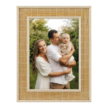 5x7 Bamboo Woven Picture Frame, Boho, Real Glass