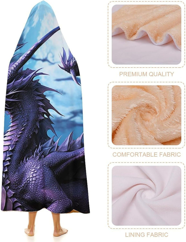 Purple Dragon Purple Moon Wearable Blanket Hoodie for Adults Oversized Fleece Hooded Sweatshirt Blanket Soft Cozy Wrap