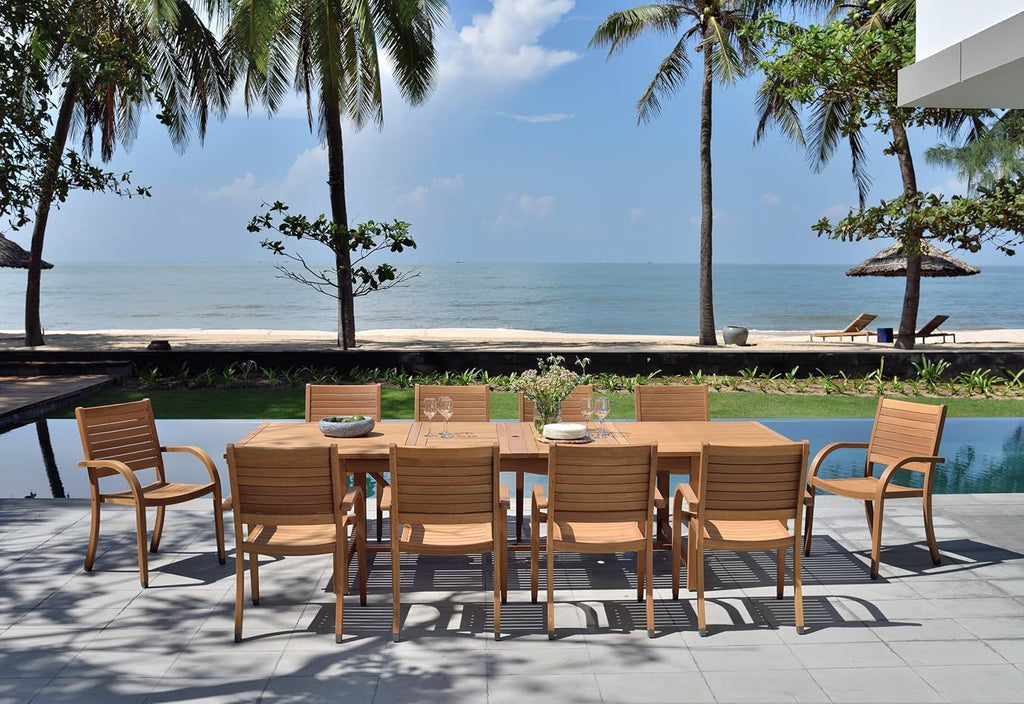 Berlin Patio Extendable Table | Teak Finish | Durable and Ideal for Indoors and Outdoors