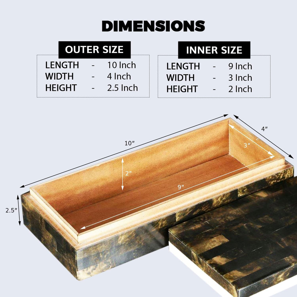 Large Decorative Storage Box with Lid- 10x4x2.5" Coffee Table Organizer, Keepsake-Decorative Boxes Decor, Stylish