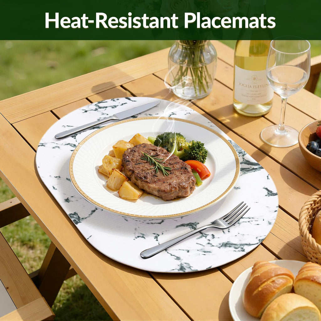 Heat Resistant Oval Placemats Set of 4, Marble