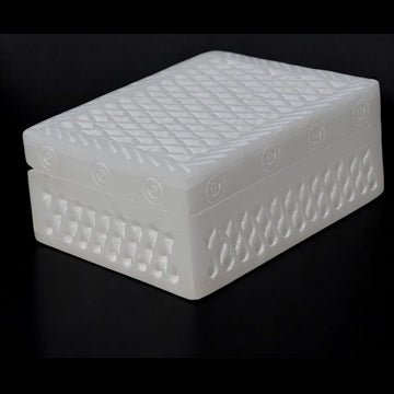 Vintage Onyx Marble Alabaster Box 3x4inch - lid Hinged Footed Trinket Jewelry Box - Decorative Treasure Box