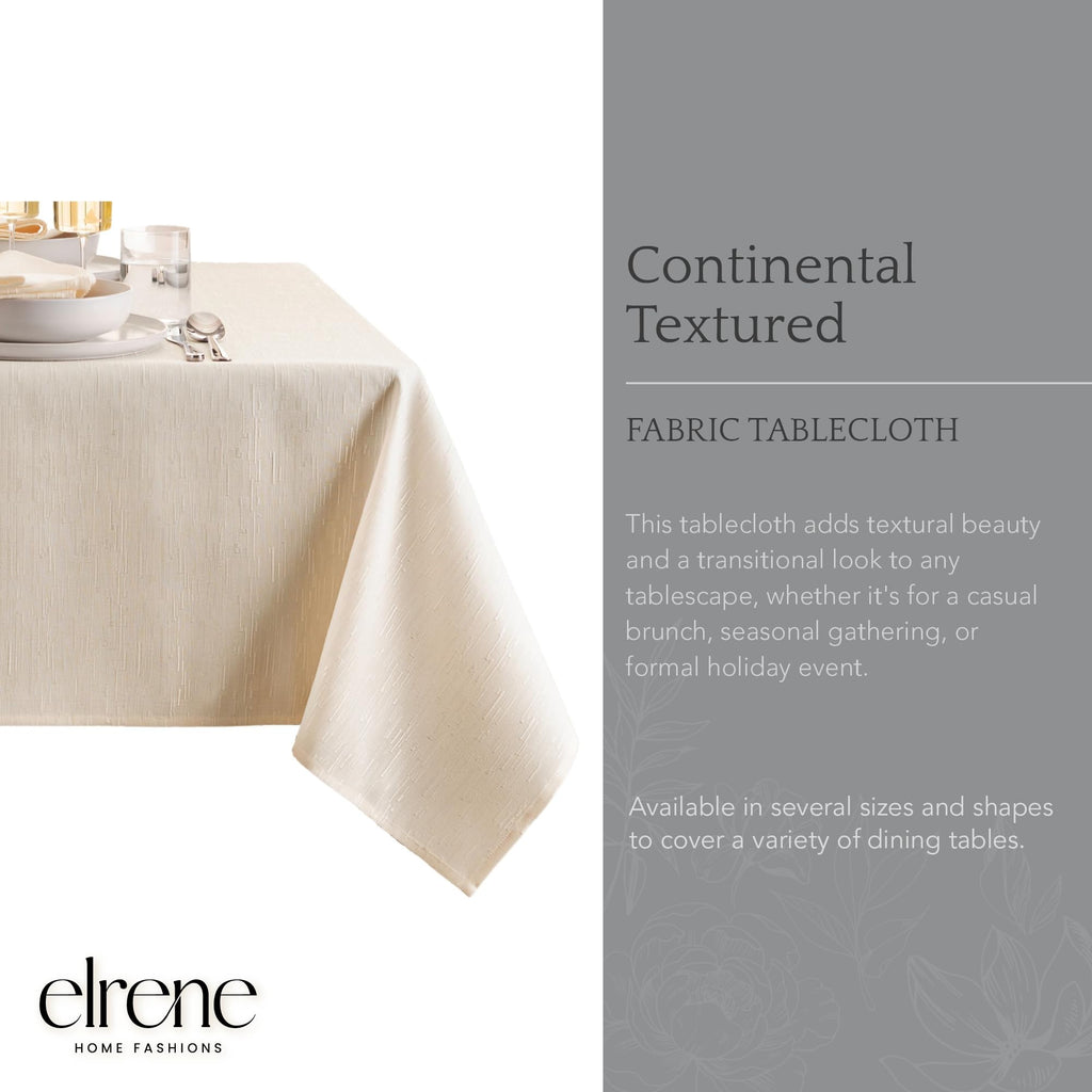 Continental Solid Texture Water Resistant Tablecloth, Ivory - 60" W x 102" L