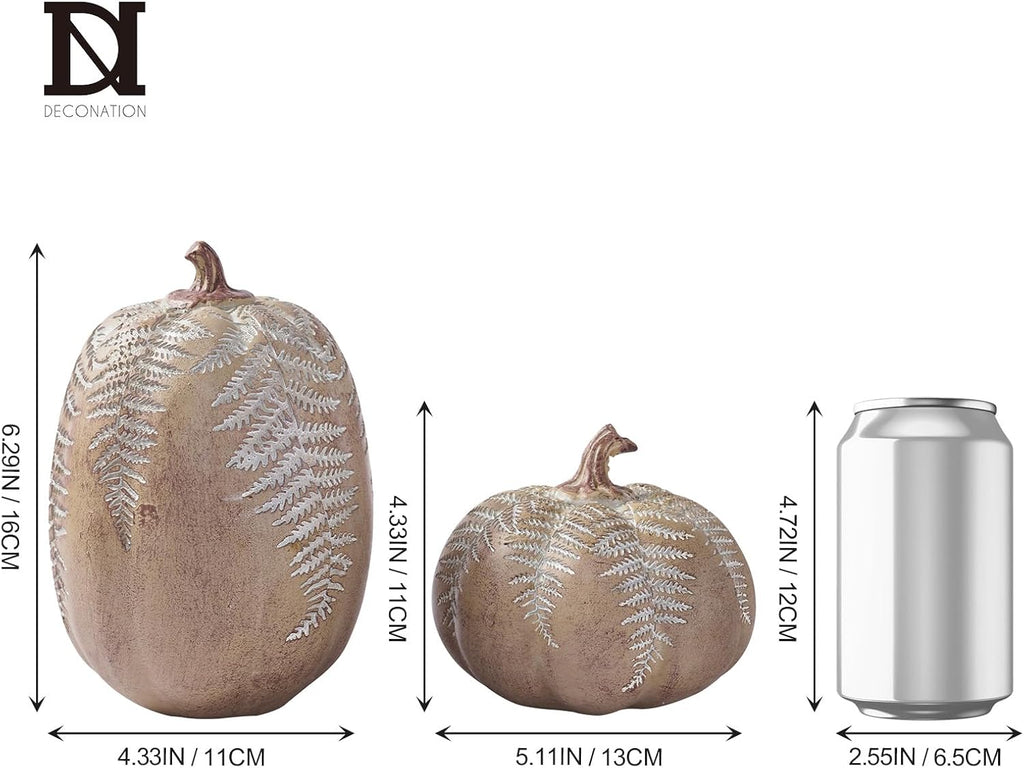 Fall Pumpkin Decorations, Faux Pumpkins Fall Decor - Set of 2