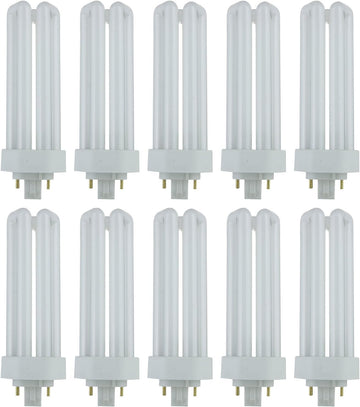 CFL Plug-in PLT 4-Pin Triple Tube Light, 32 Watts, 4-Pin GX24q3 Base, 2400 Lumens, 4100K Cool White, 10 Pack