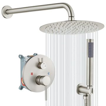 Shower Faucet Set with Rough-in Valve Trim Kit,Brushed Nickel