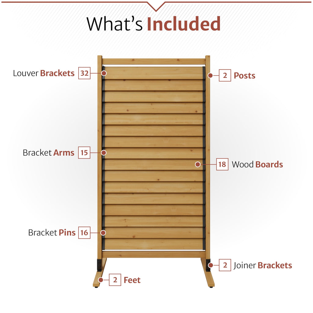 Convertible Freestanding/Surface Mounted Privacy Screen, Cedar Wood