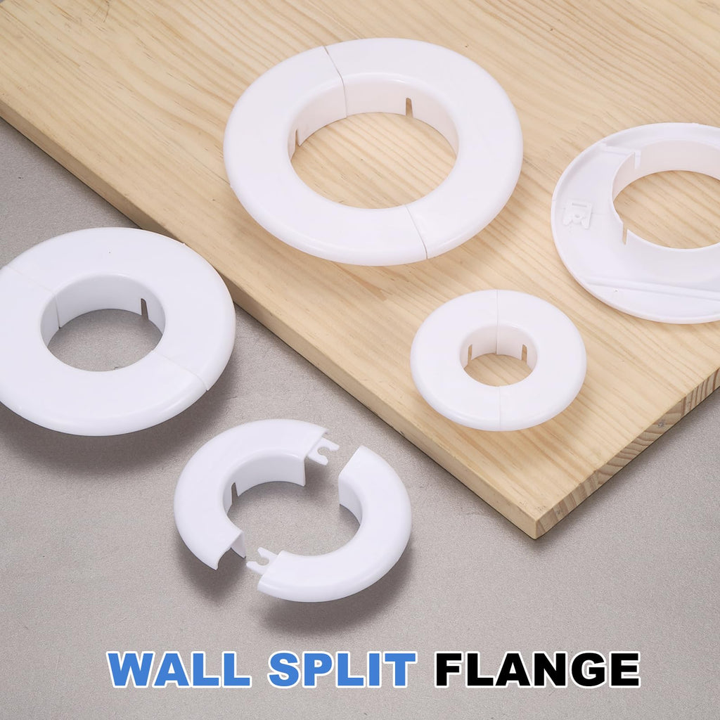 Wall Split Flange 3.15" (80mm) Dia. PP Round Escutcheon Plate Cover